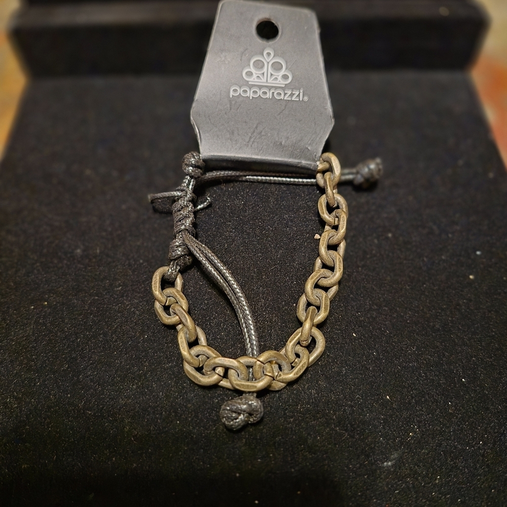 Paparazzi Gold Chain with Black Cord Adjustment Bracelet
